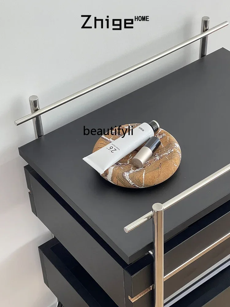 YH83 Medieval cart stainless steel storage storage mobile retro creative simple living room side few