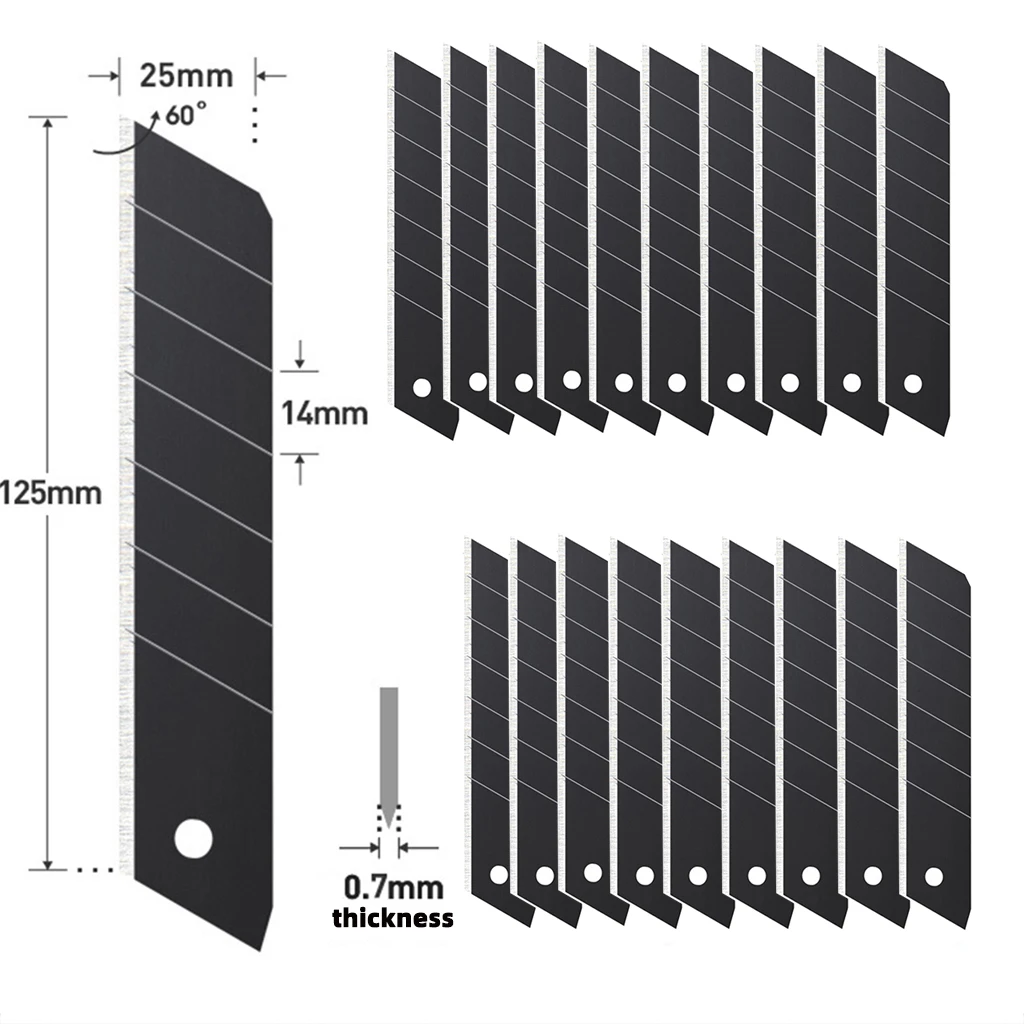 20pcs SK5 with hard steel sharp large all black graphic cutting blade, replacement blade, repairman, heavy-duty cutting blade