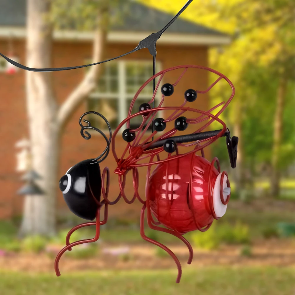 مصباح حديقة معلق يعمل بالطاقة الشمسية، مصباح معلق على شكل حشرة طائرة مزخرفة، ضوء حشرة واقعي كهدية هووسورمينغ #3