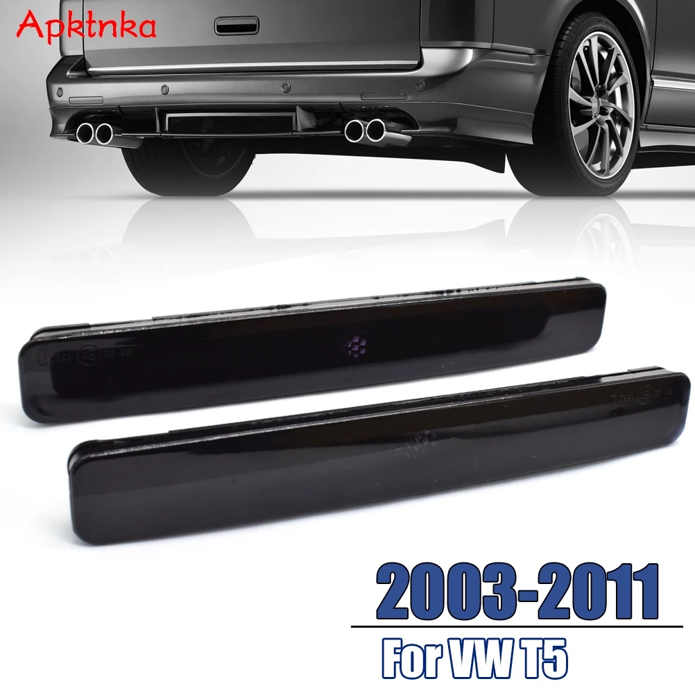 Apktnka Car Tail Light Safety Mark Black Rear Bumper Reflector Right + Left Smoked For VW T5 Transporter Multivan 2003-2011