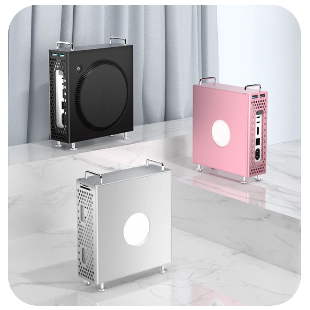 هيكل لجهاز Mac Mini M4/M4 Pro 2024 حافظة كمبيوتر عمودية من الألومنيوم واقية ضد الغبار حامل تخزين لتقوم بها بنفسك جزء الكمبيوتر