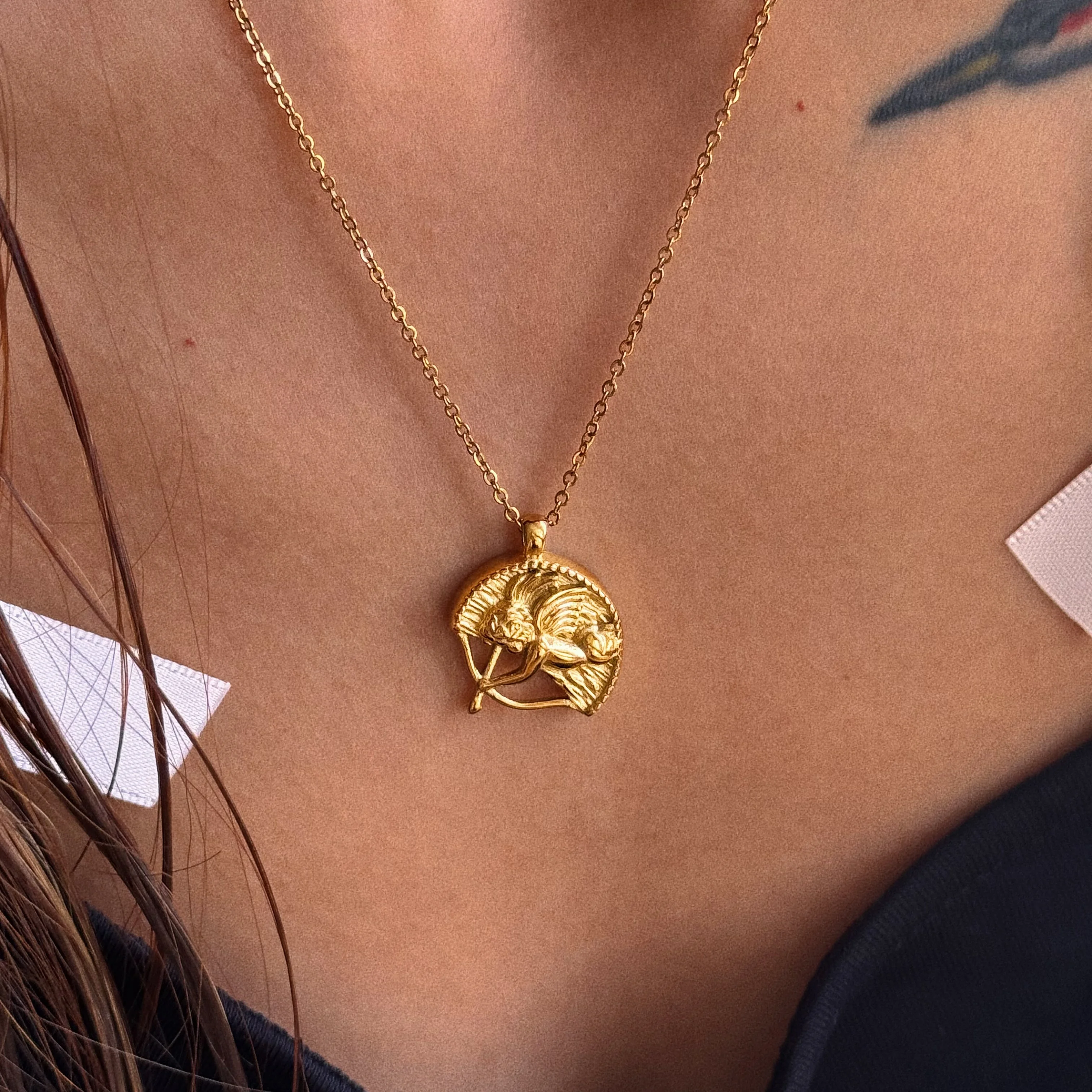 

DASEIN 2025 New Vintage Angel Cupid Pendant Necklace 18k Gold Plated Tarnish Free Stainless Steel Luxury Daily Jewelry for Women