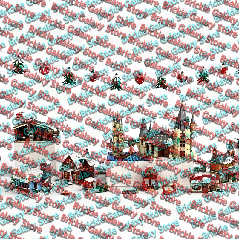 QWERT Street View Model MOC Building Bricks Winter Christmas House Combo Modular Technology Toys Suit Display Christmas Gift