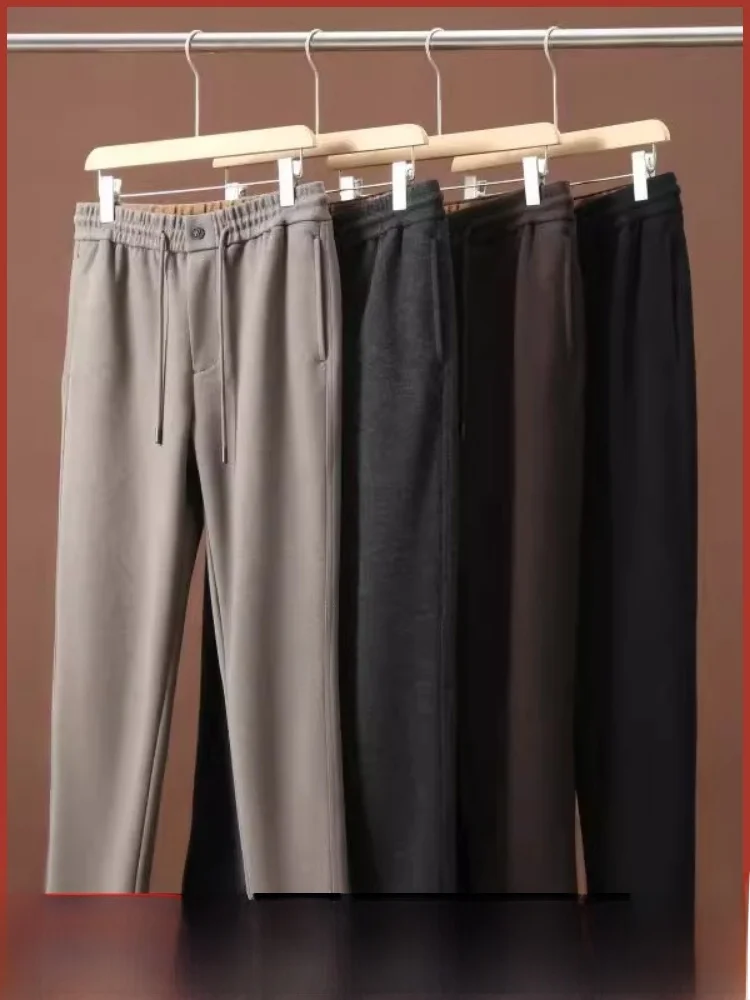 

Итальянские роскошные мужские повседневные брюки из ацетатной шерсти, теплые эластичные брюки на талии, прямые брюки, осень-зима Faion Ci Sle, базовый цвет