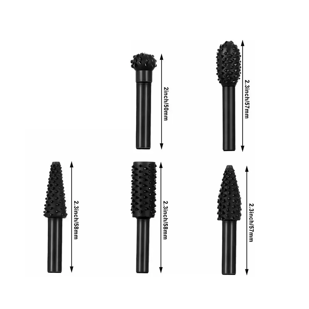 5Pcs Rotary Rasp HSS Grinding Head Power Tool Woodworking Cutter Drill Bits Rotary Craft Files Shank 1/4