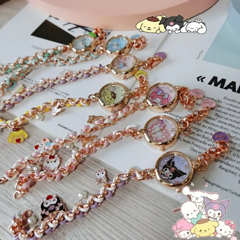 New Hello Kitty family Cinnamoroll Pompom Purin anime cartoon cute kawaii style girl student pendant bracelet watch wholesale