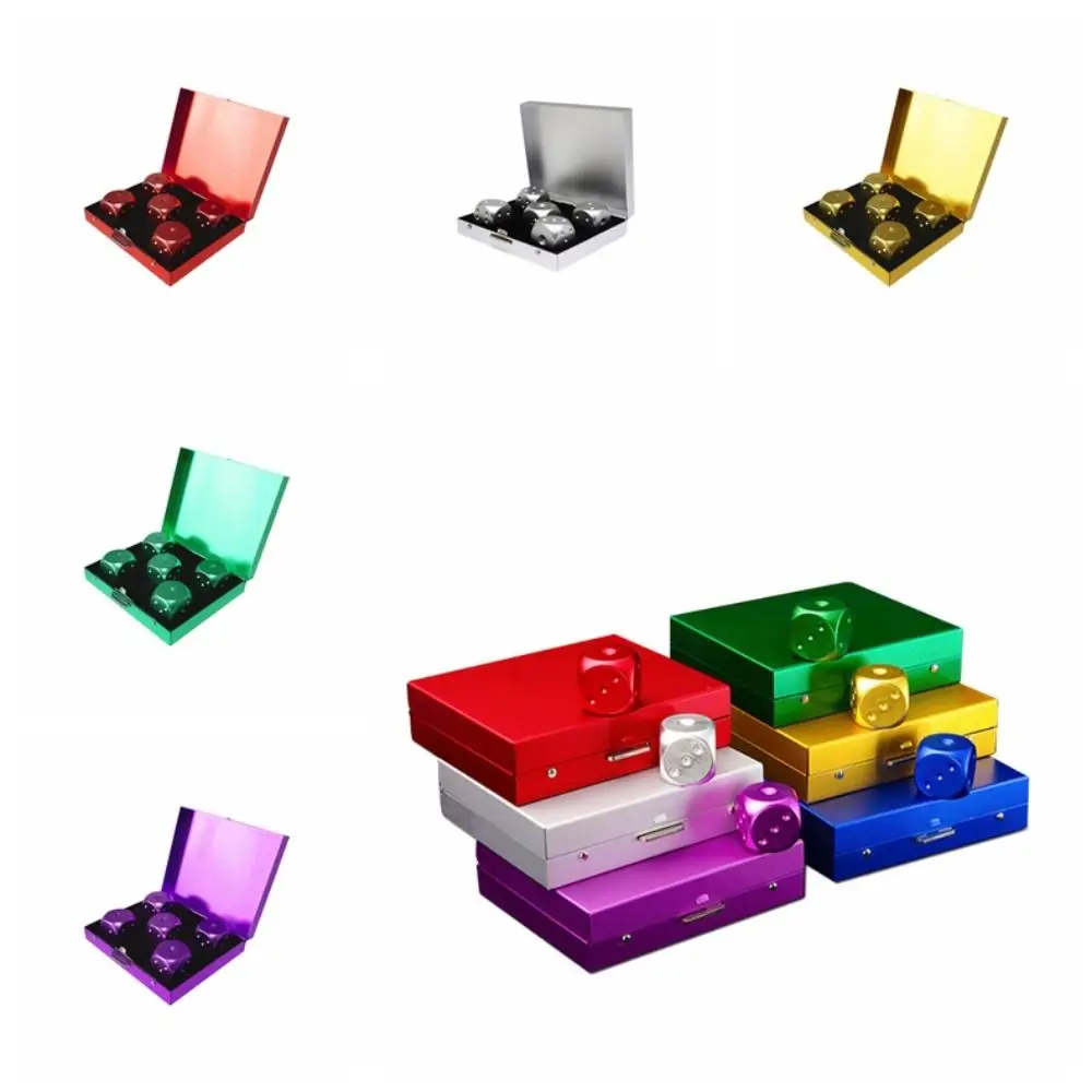 

Aluminum Alloy 5 in1 Metal Dices with Case Figurines Metal Solid Dice Mahjong Sieve Metal Cube Rounded Corners Dice Set
