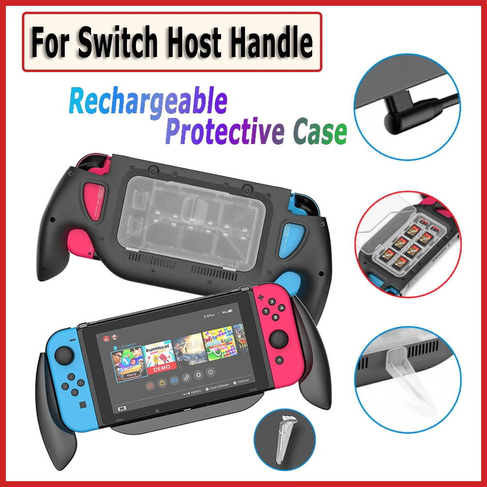 For Nintendo Switch Host Rechargeable Protective Shell Handle Grip Case With Bracket Protective Case Handle Game Accessories