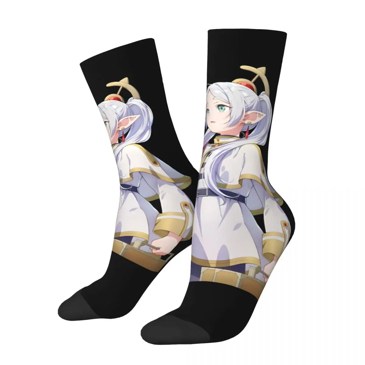 Retro Impressive Men's compression Socks Unisex Frieren Beyond Journey's end Harajuku Seamless Printed Novelty Crew Sock