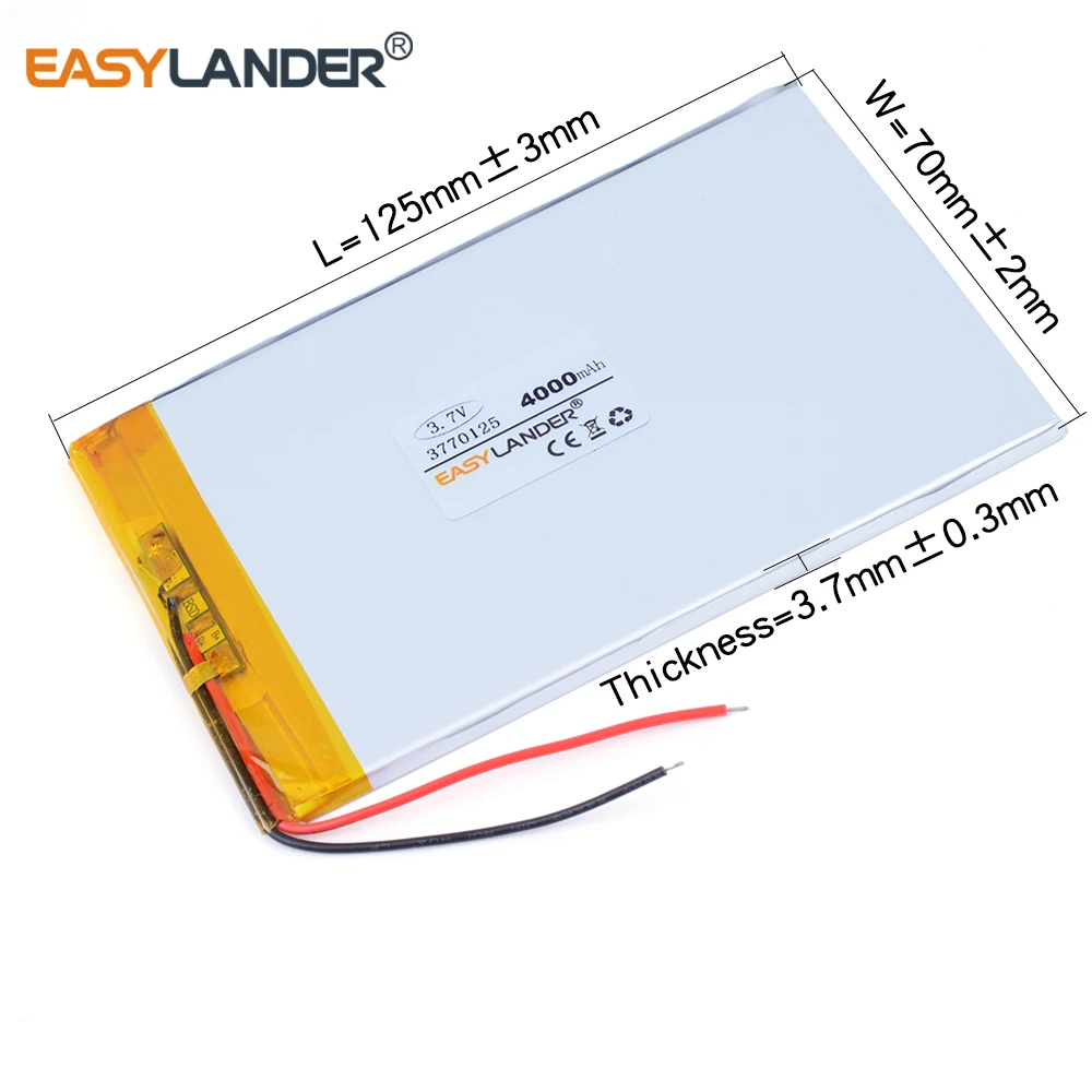 Baterai polimer Li Lithium isi ulang 3770125 3.7V 4000mAh untuk tablet PC slate 7 power bank DVD PDA 3570125