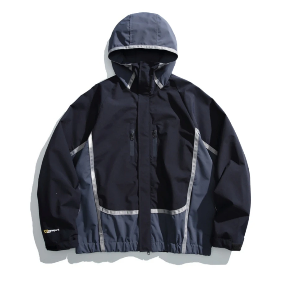 

Винтажные лоскутные куртки, ветровка, мужская Harajuku, повседневная уличная куртка с капюшоном, уличная одежда, свободная осенняя новая куртка-карго, мужская