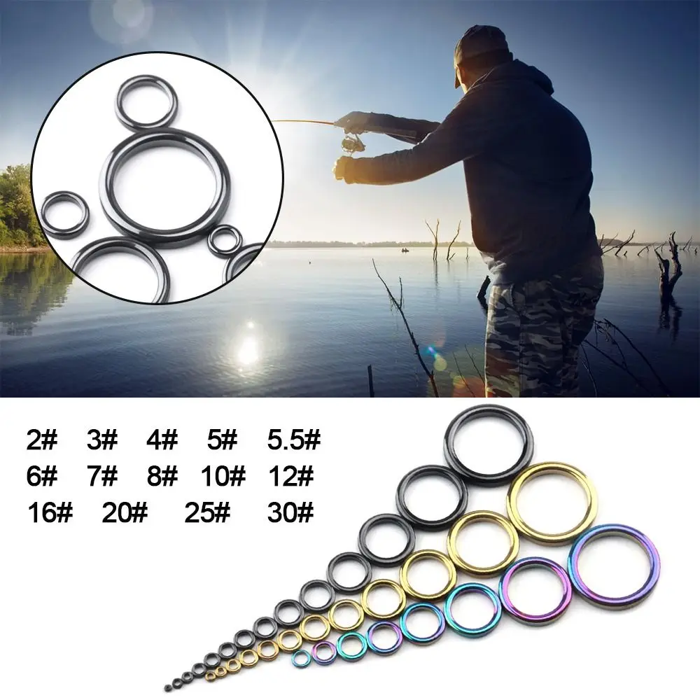 50pcs Fishing Rod Guides Ring Wear Resistant Ceramic Guide Ring Rod Repair Replacement Kit Alconite Ring Black