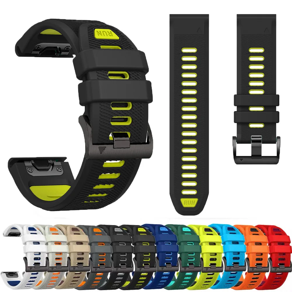 Soft Silicone QuickFit 22mm 26mm Strap For Garmin Approach S62 S60 S70 Descent MK1 MK2 MK2i MK3i Epix Pro Replacement Watch Band