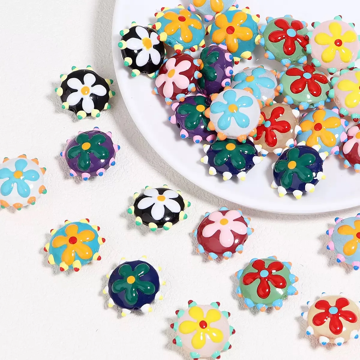 New 2/5pcs 20mm Exquisite Handmade Color Sunflower Lampwork Glass Loose Beads for DIY Jewelry Making Craft Bracelet Accessories