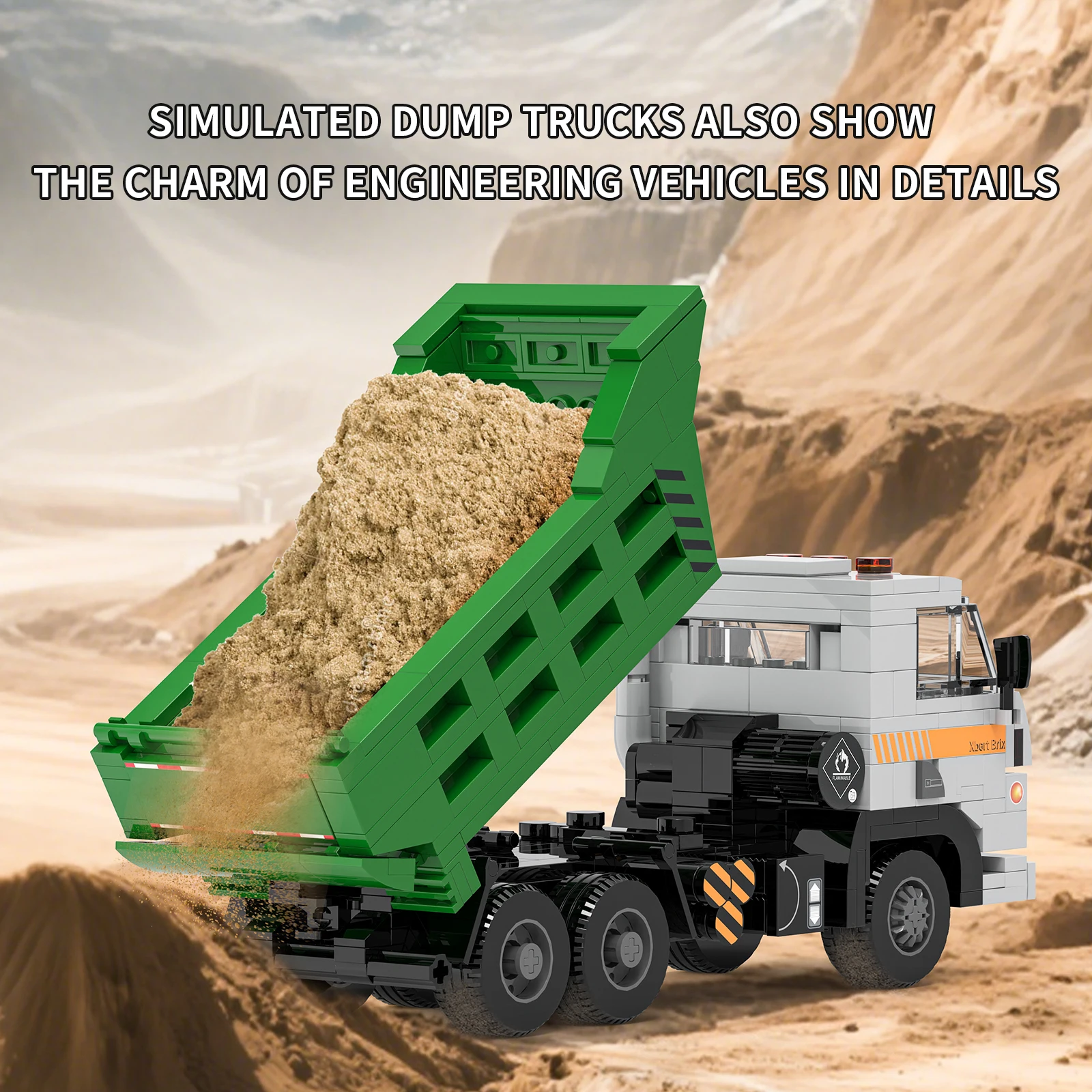 467PCS Cargo Truck Building Blocks Mud Sand Transport Truck Model Bricks Desktop Decoration Diy Toys For Kids Holiday Gifts