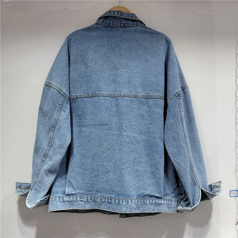 Thai Trendy Brand 2022 Autumn New Cartoon Sequins Splicing Versatile Fried Street Fashion Denim Jacket Women's Top Cross-border