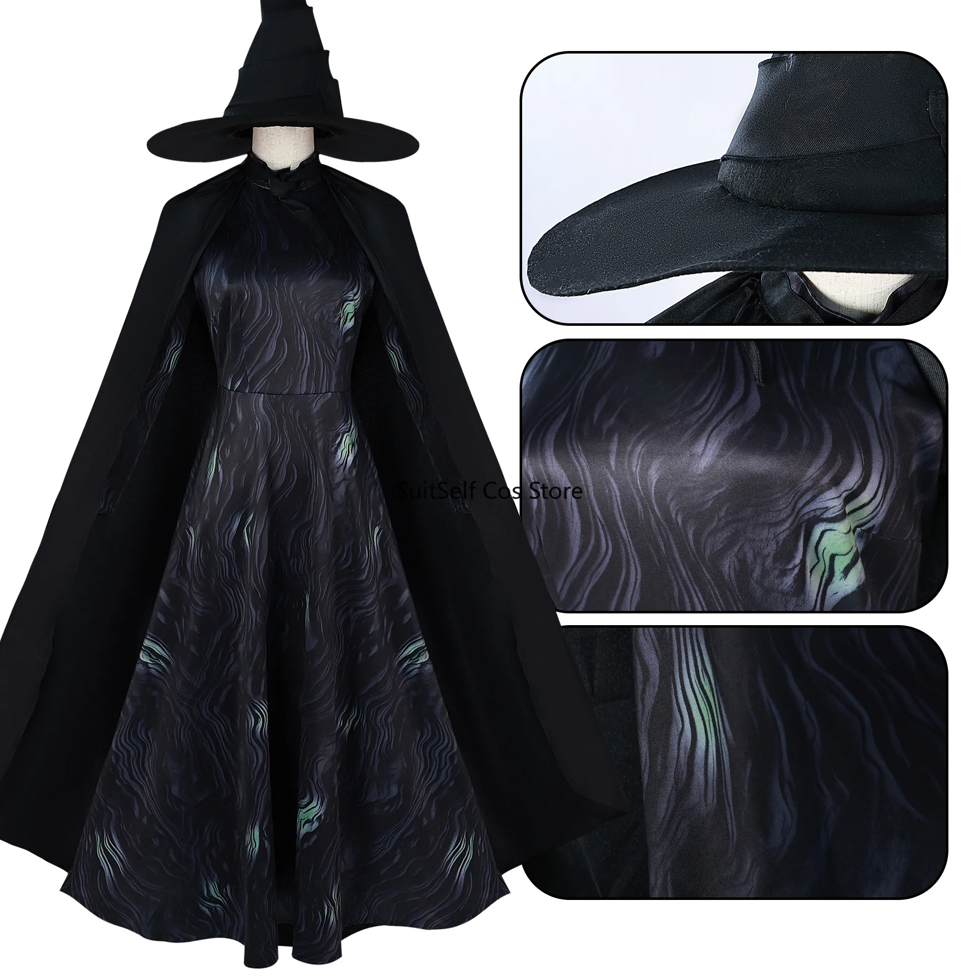 NEW Wicked Glinda Elphaba Cosplay Witches Costumes Glinda Gotic Black Pink Princess Dress Movie Party Role-playing Women 2024