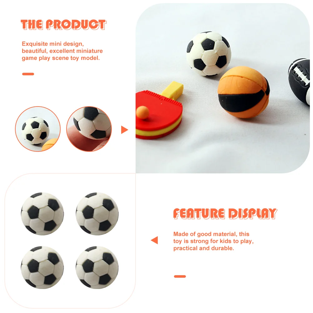 4 Pcs Mini Soccer Ornaments Miniature Dollhouse Decors Decorations