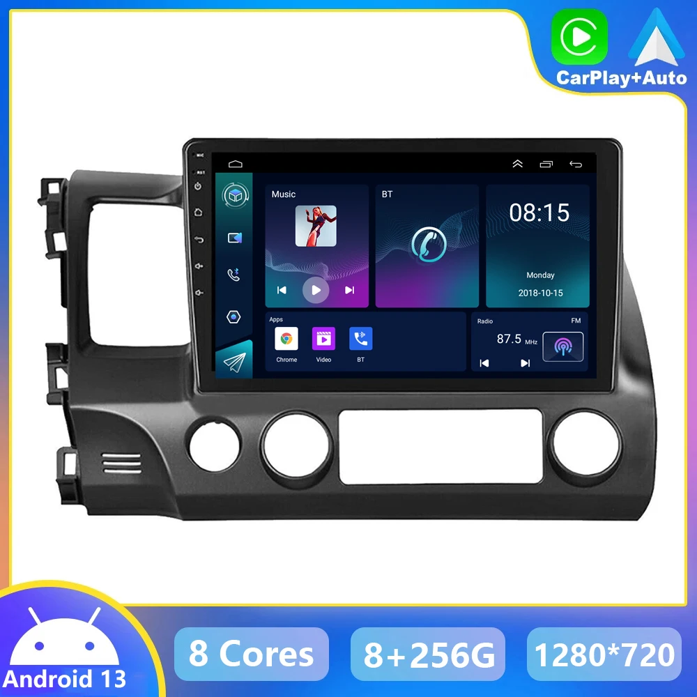 

Автомагнитола 2 Din Android 13 для Honda Civic 2005-2012, автомобильный мультимедийный плеер с GPS, стерео, видеоплеер, беспроводной автомобильный экран Carplay