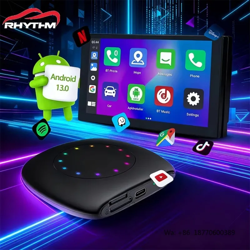 Rhythm AI Box GPS Navigation Streaming Player Wireless Android Auto CarPlay Adapter Dongle Multimedia for Car Use