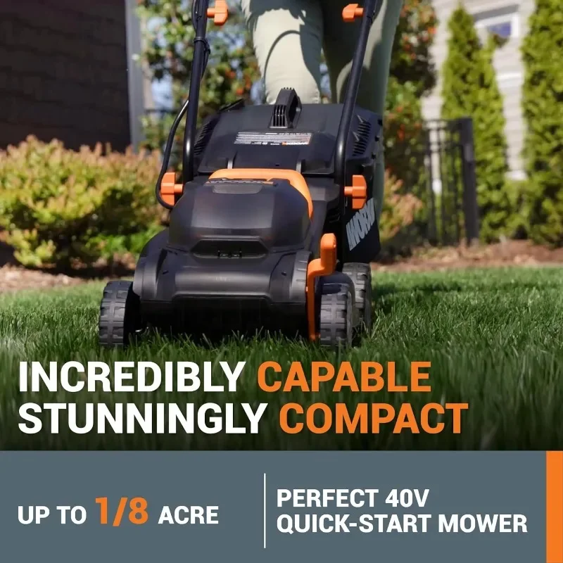 Cordless Lawn Mower for Small Yards, 2-in-1 Battery Lawn Mower, Quiet, Compact and Lightweight Lawn Mower