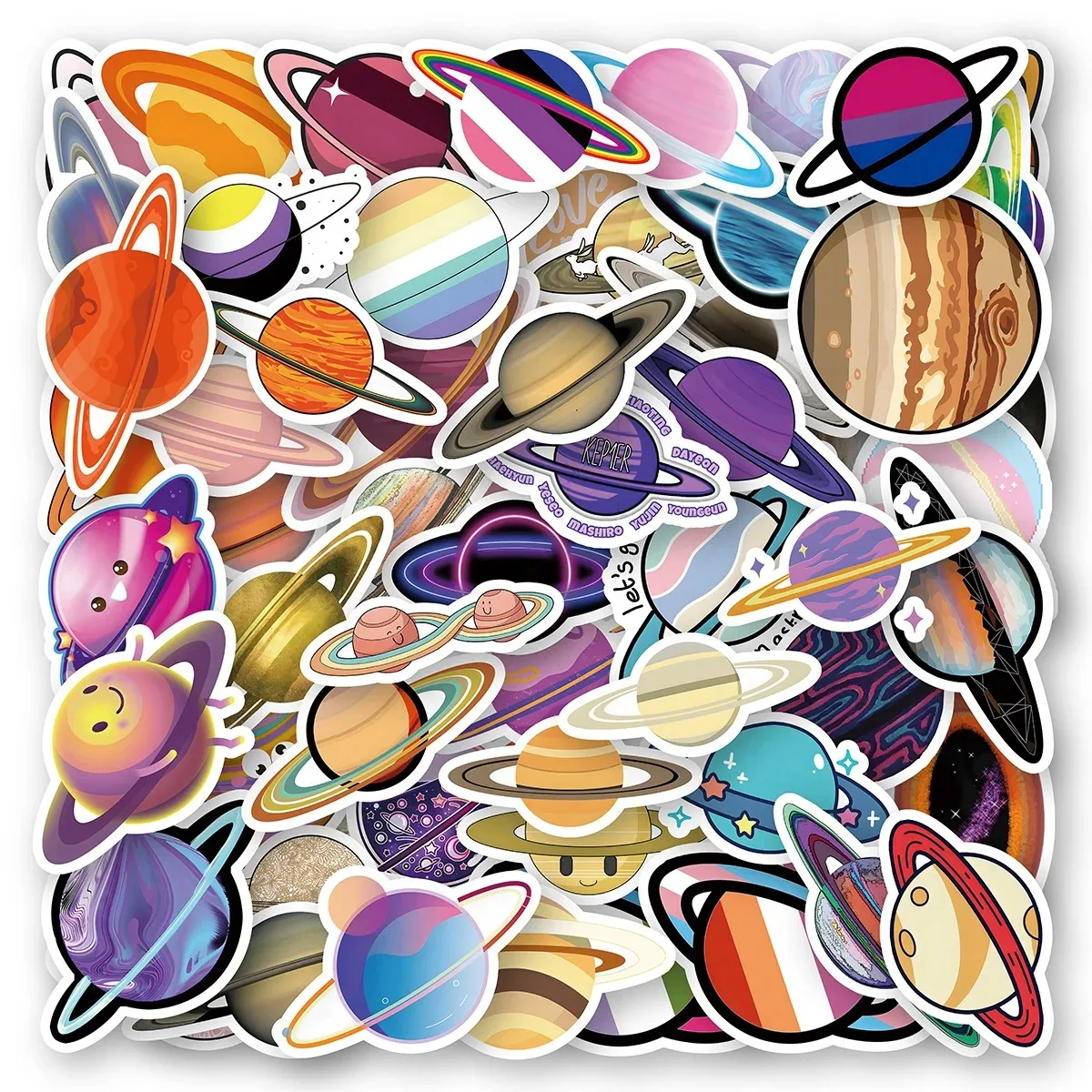 10/30/50PCS Cartoon Planet Sticker Graffiti Decoration Notebook Guitar  Laptops Suitcase Scrapbook Waterproof Sticker Wholesale