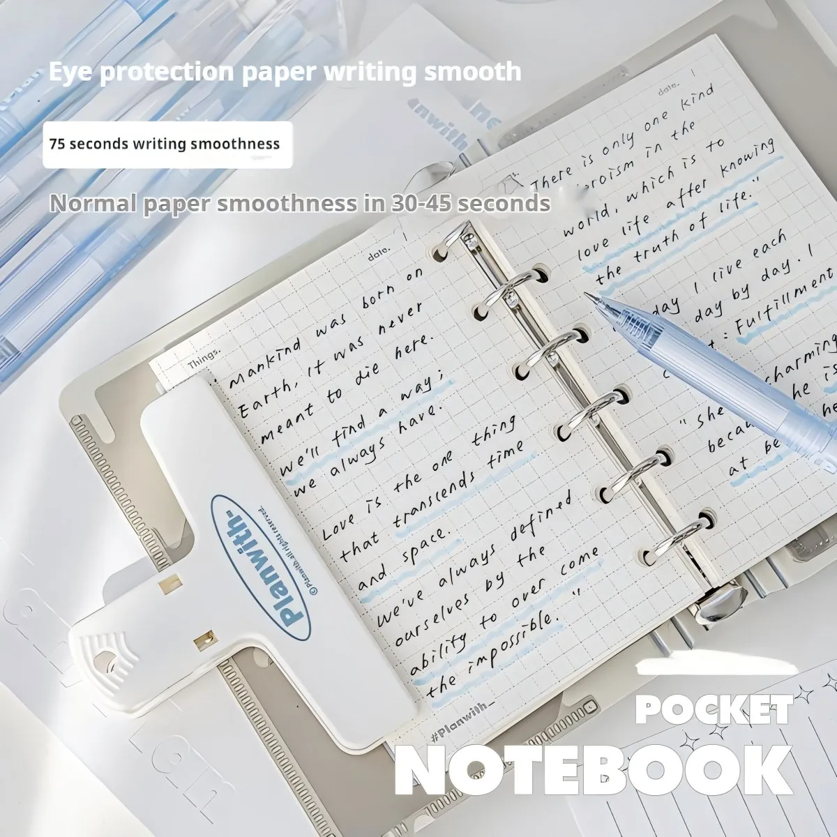 A7 Mini Notebook - 44 Sheet Loose Leaf Scrapbook Planner - Portable 6-Ring Binder for Students & Professionals