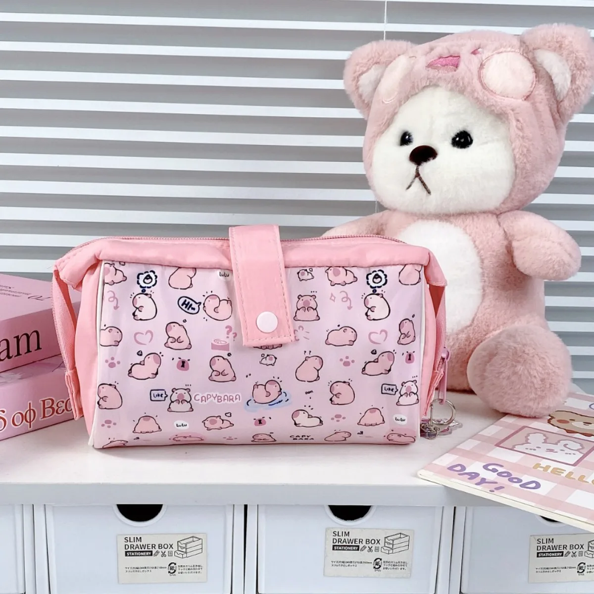 Japanese Style INS Wind Puppy Pencil Case Simple Large Capacity Junior High School Student Storage Bag Statione Box Light