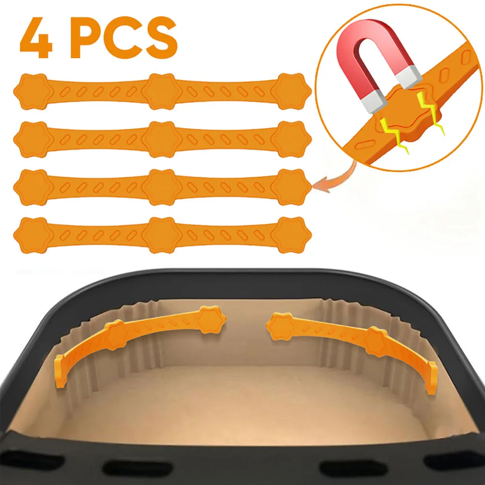 

4 шт. силиконовые магниты для фритюрницы, фиксирующие пергаментную бумагу, предотвращают обгорание бумаги