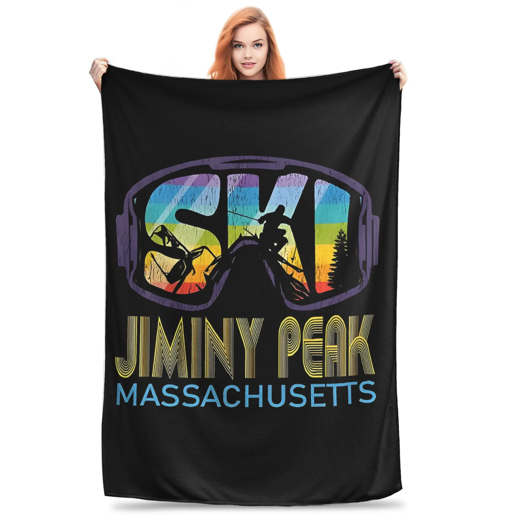 1PC Ski Jiminy Peak Massachusetts Skiing Vacation  Winter Blankets for Adults Bedding Home Interior Sofa Knee