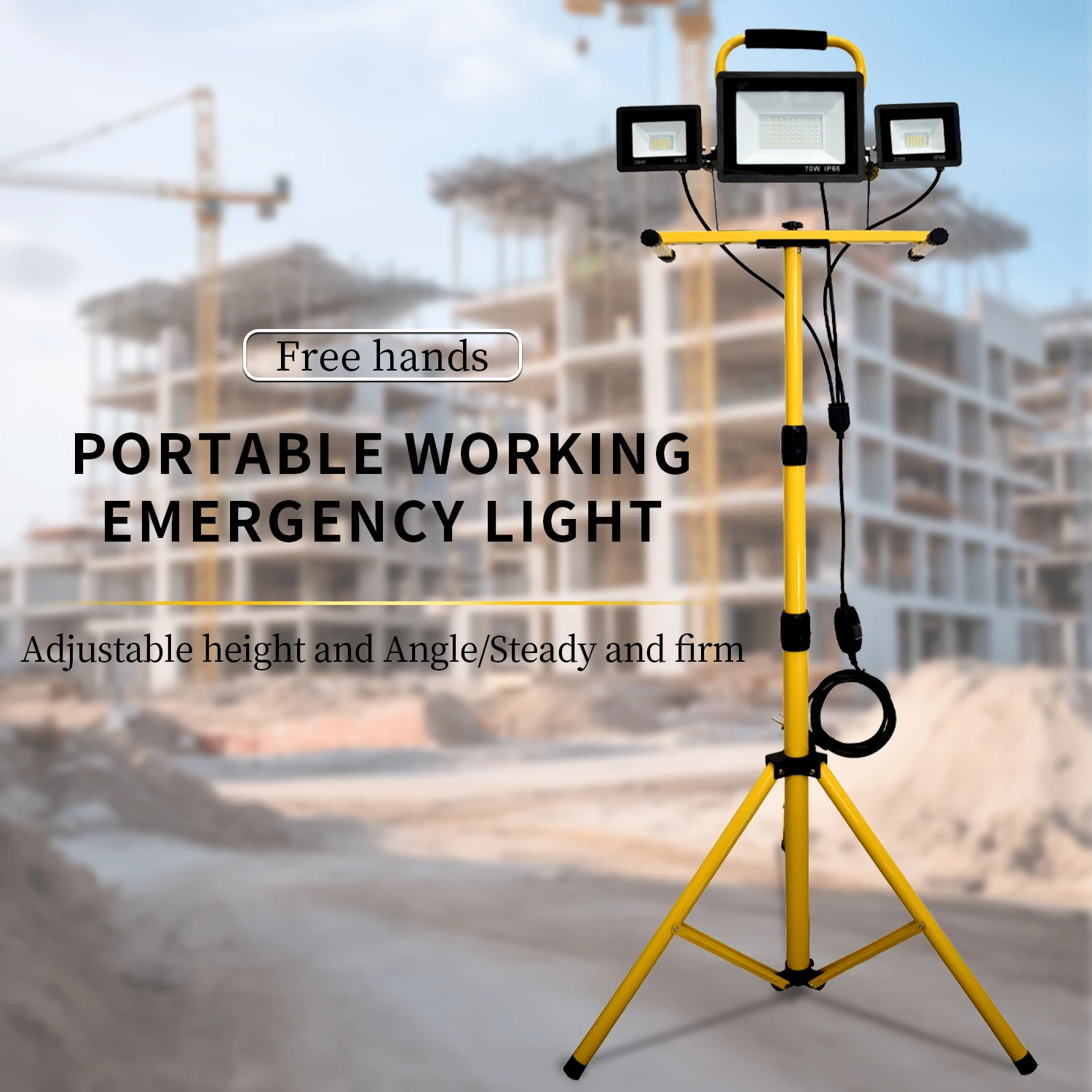 11000 Lumen Work Lights with Stand, 3 Adjustable Head LED Work Light, with Adjustable and Foldable Tripod Stand, Waterproof Lamp