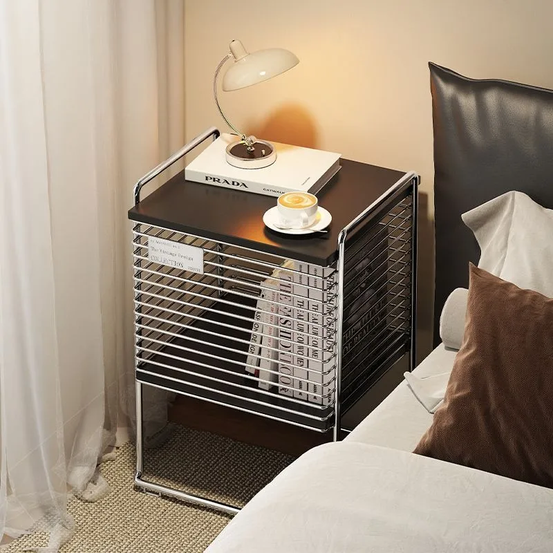 Bedside table, new model for household bedroom, large-capacity floor-to-ceiling desk lamp, mobile phone book , sorting shelf