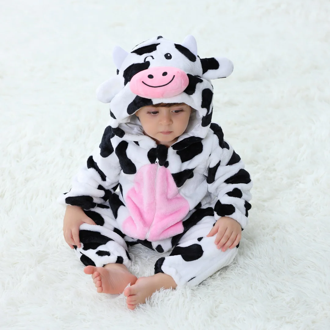 Newborn Baby Girls Boys Cartoon Unicorn Rabbit Panda Animal Flannel Long Sleeve Rompers Christmas Soft Pajamas Toddler Jumpsuits