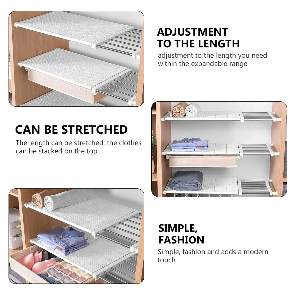 

Storage Partition Wardrobe Shelf Divider Adjustable Rack Abs Organizer for Home Closets