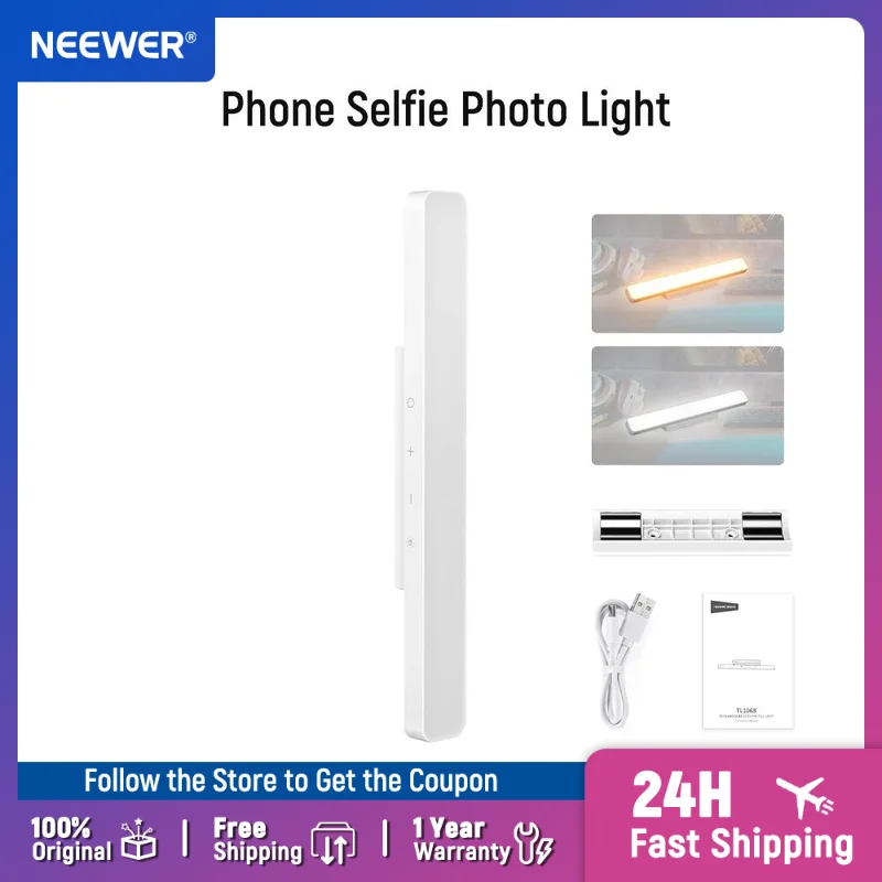 Luz LED de Relleno para la Barbilla NEEWER Basics, Luz Portátil Bicolor de 3W para Escritorio, Teléfono, Selfies y Fotografía, CRI90, Batería de 2200mAh
