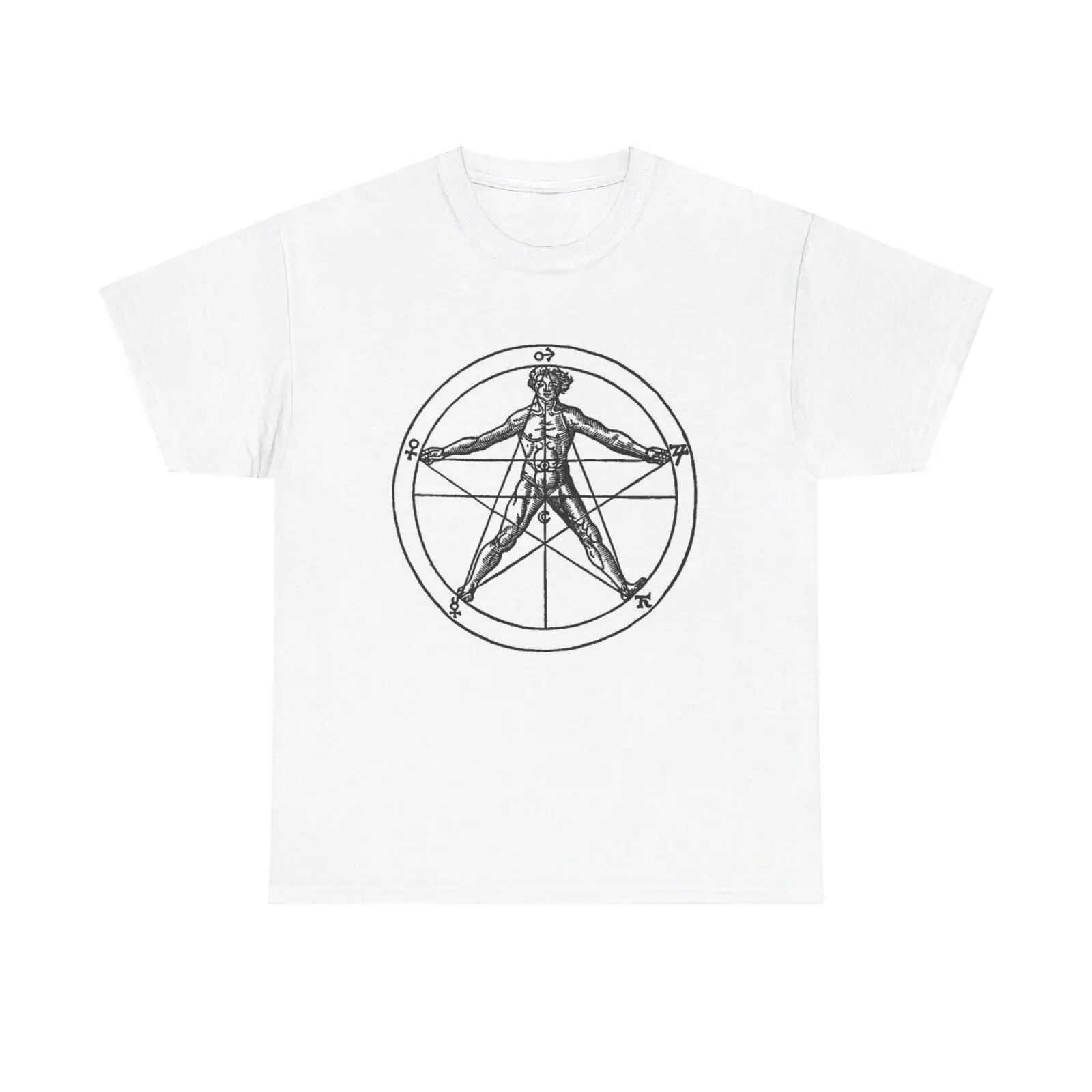 Agrippa Vitruvian Pentagram Man T-Shirt - ancient esoteric occult symbology art