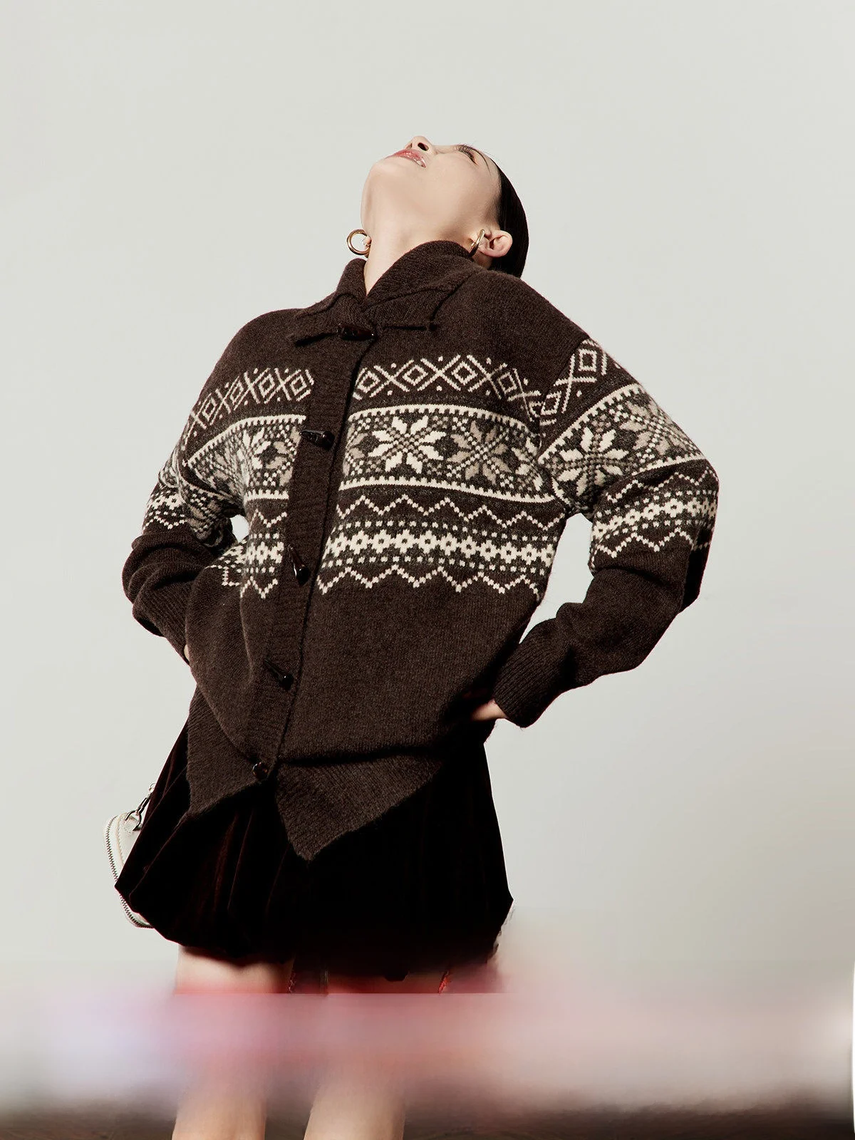 

Caramel Knitted Sweater Women's Vintage Sle with Button Detail Thiened Long Sve Loose Fit Knitwear for Spring