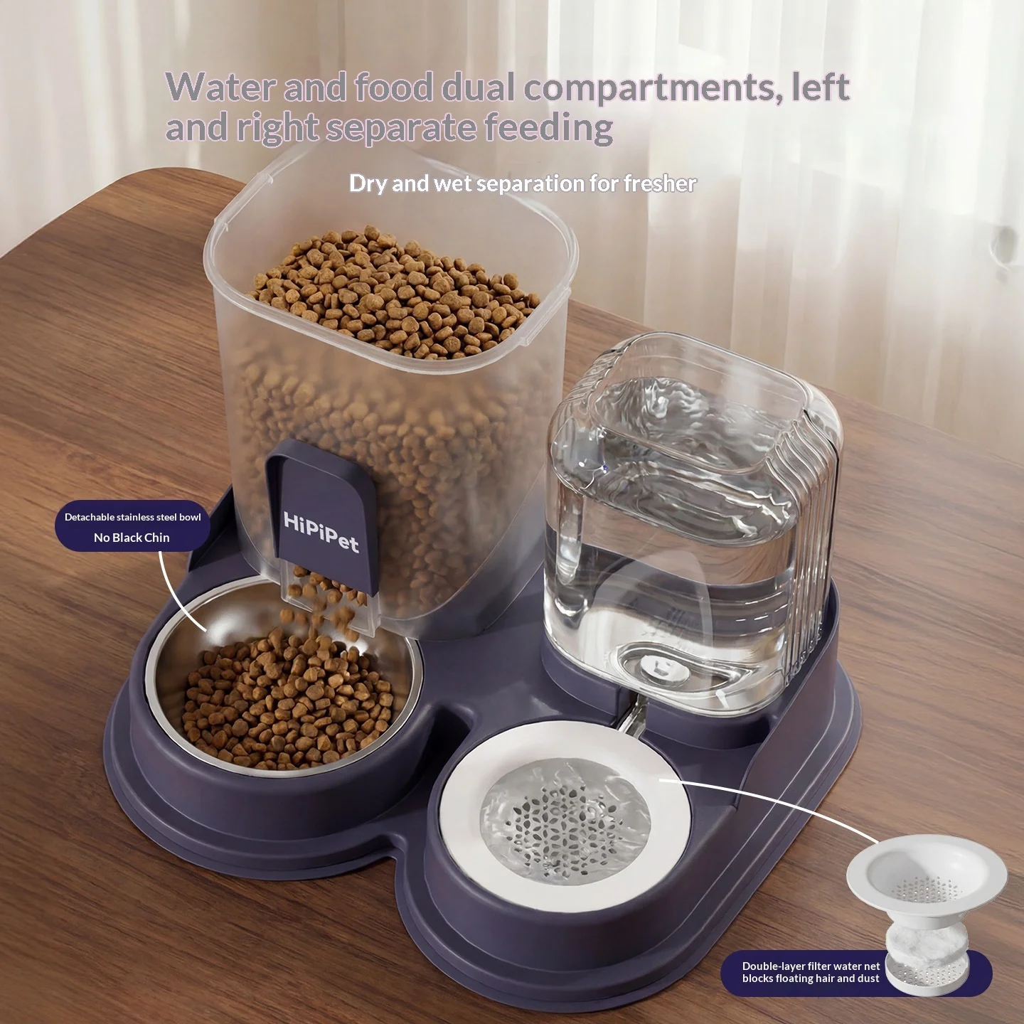 Comedero y bebedero 2 en 1 para gatos y perros acero inox automático - imagen 5