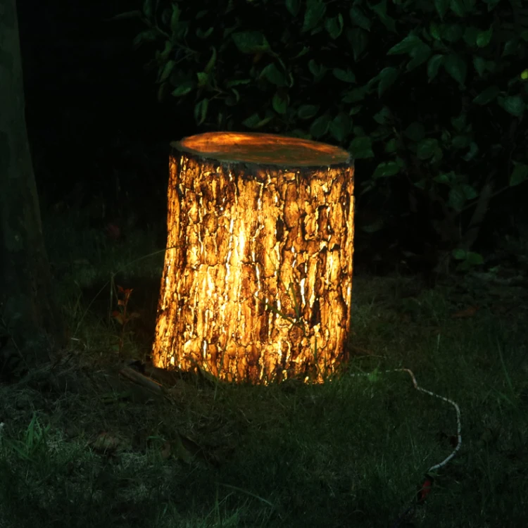 Solar Stump Lamp Decorative Garden Lawn Statue Park Landscape Lighting Simulation Tree Stump Bamboo