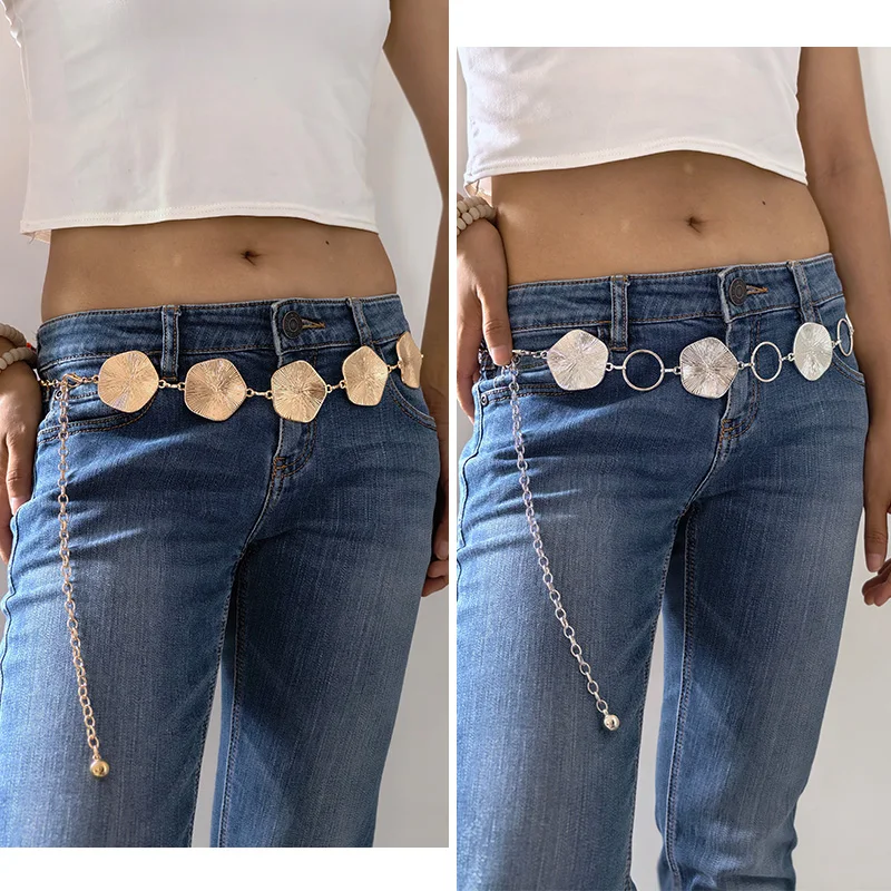 Retro Versatile Ethnic Style Metal Bohemian Waist Chain Belt For Women Fashion Sweater Chain Waist Seal Body Decor Accessories