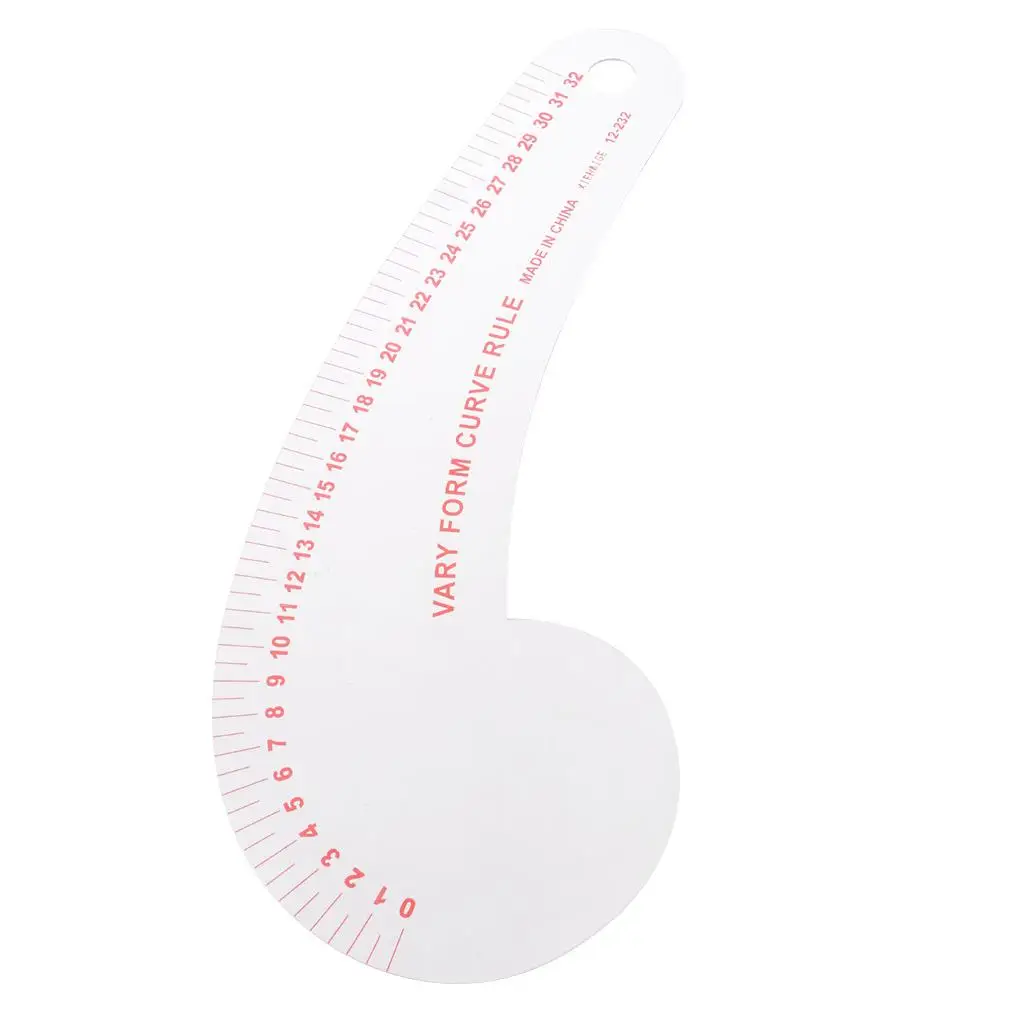 프렌치 커브 눈금자 재봉 도구, 경질 플라스틱 투명 눈금자, 12.2 인치 길이