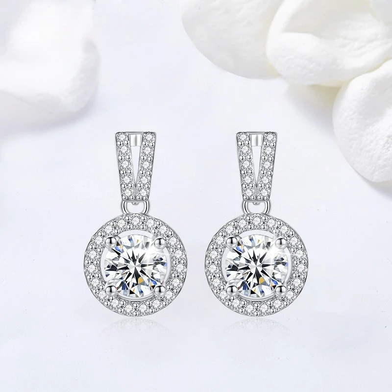 

S925 серебряные легкие роскошные круглые серьги с супер сверкающим цирконом и геометрическим рисунком для женщин, модные и универсальные свадебные украшения