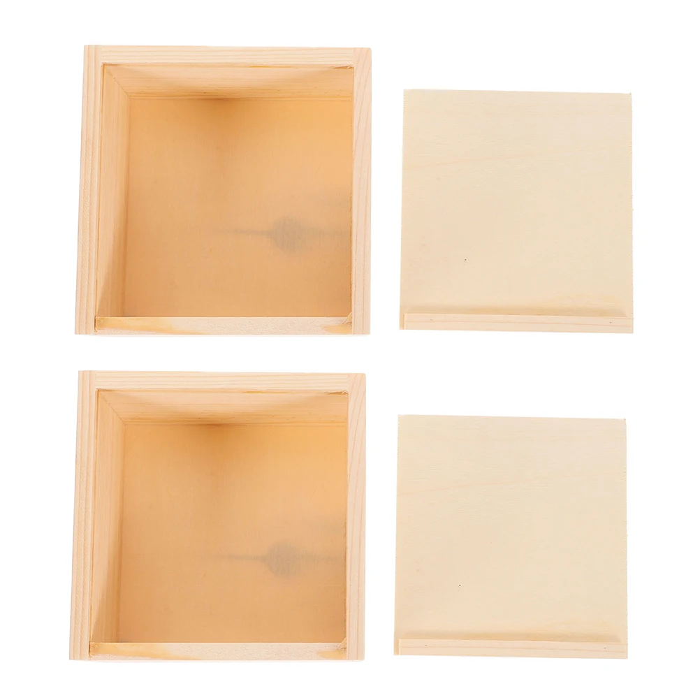 

2Pcs Wood Storage Boxes Sliding Lid Small Wooden Jewelry Box Natural Finish Jewelry Organizer Gift Box Small Wood Boxes