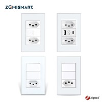 Zemismart Zigbee Smart 10A 20A Brazil Socket Light Switch with Outlets Work with Tuya Smart Life App Alexa Google Home Control