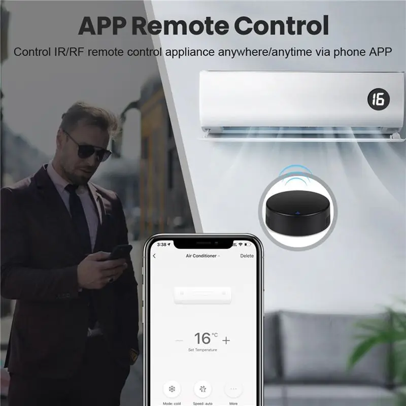 ABKN Tuya Smart RF IR Remote Control WiFi Smart Home Infrared Controller for Air Conditioner TV Alexa for Google Home