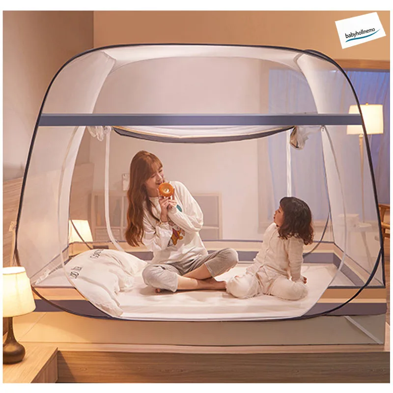 Pop Up Bed Mosquito Net Foldable Self Standing Mosquito Tent Double Zipper Breathable Mesh Anti Insect Bedroom Protection Net