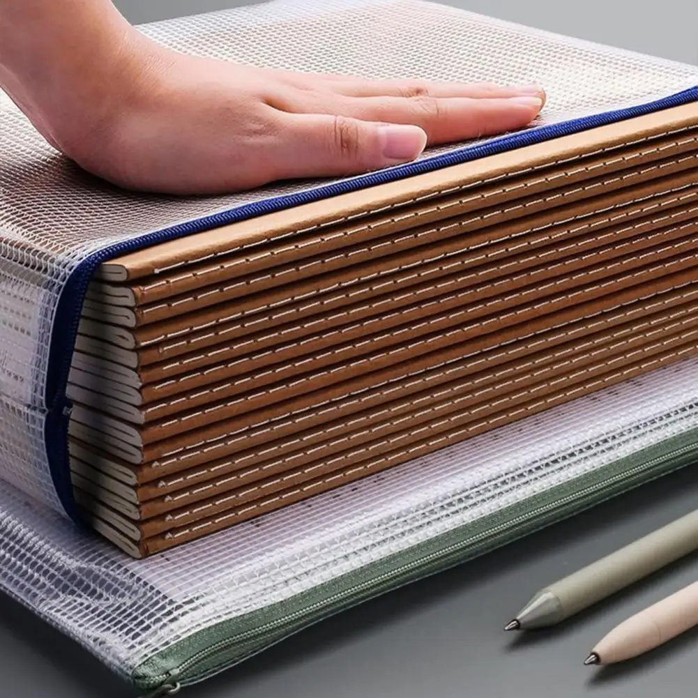 5Pcs Creative A4 File Folder Students Test Paper Mesh Pouch Easy to Carry File Bag Water Proof Office Supplies