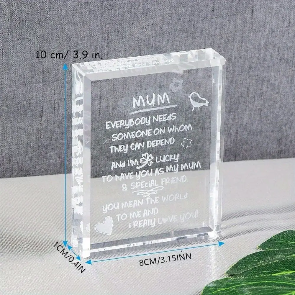 Gift for Mum Birthday Engraved Crystal Blocks Mum I Love You Present Mothers Day MUM Gifts from Son Daughter