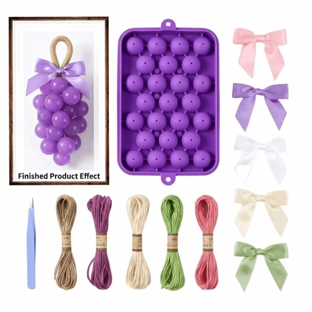 Creative Silicone Grape Ball Molds Round Shape 25 Grids Handmade Soap Molds Easy Demould Reusable Ice Cube Mold Bar Party