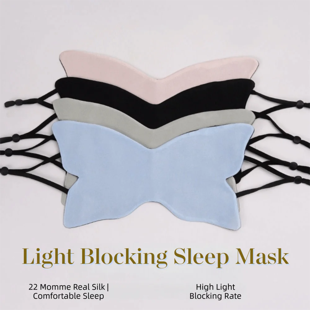 Butterfly Print Sleep Eye Mask Double Sided Portable Light Blocking Eye Cover Skin Friendly Smooth Faux Silk Eye Mask